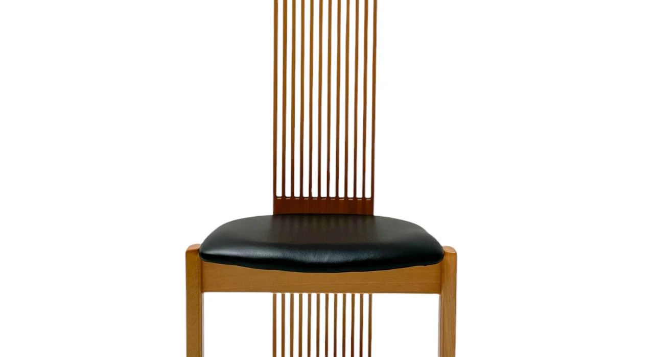 Post-Modern Slatted High Back Dining Room Chairs by Pietro Costantini, 1980s
